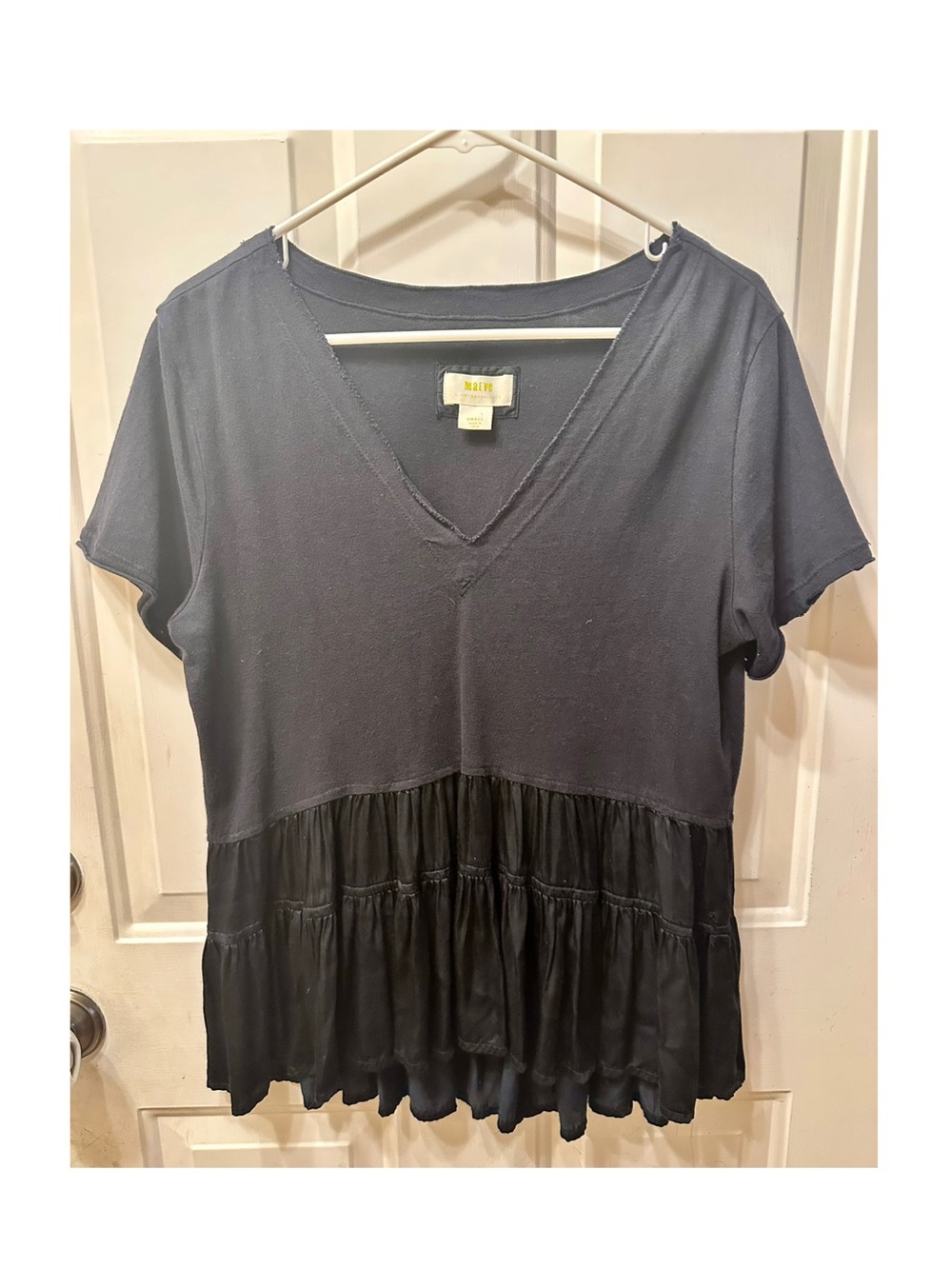 Maeve Black Louisa Tiered Ruffle Top